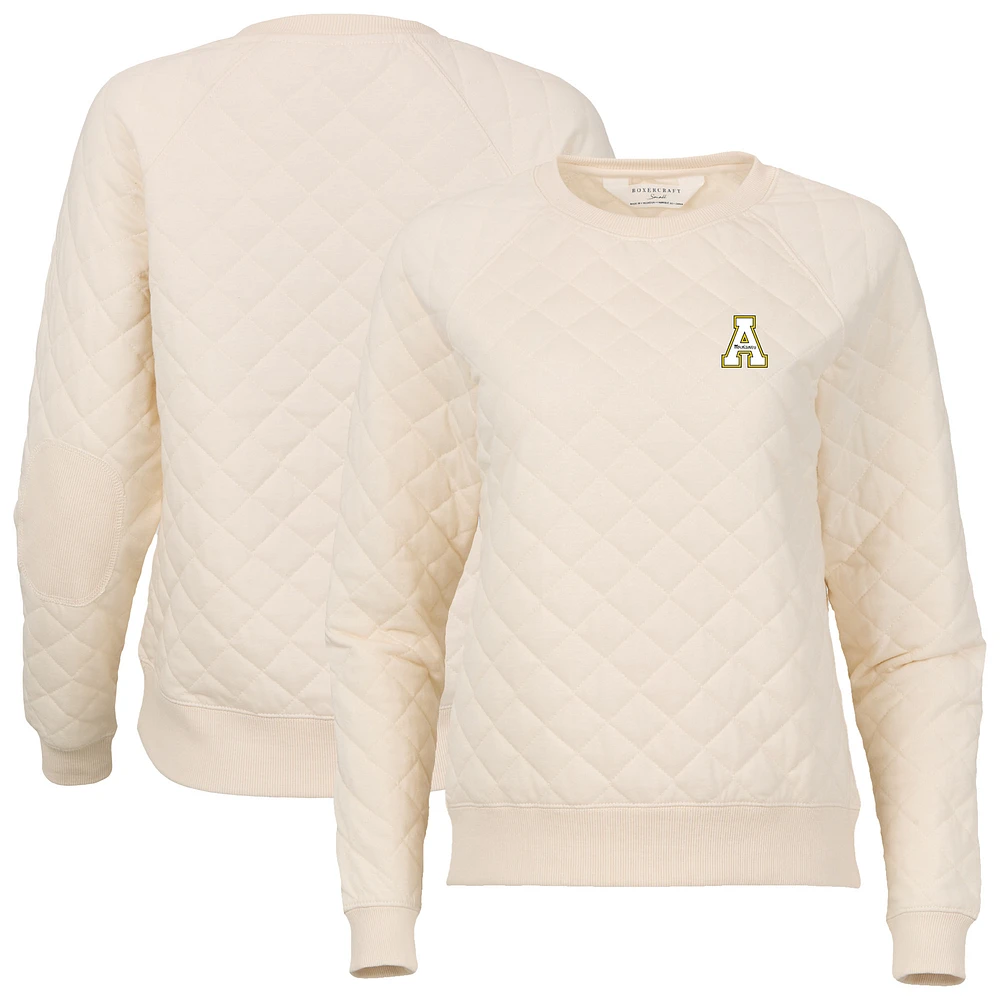 Women's Boxercraft Cream Appalachian State Mountaineers Quilted Pullover Sweatshirt