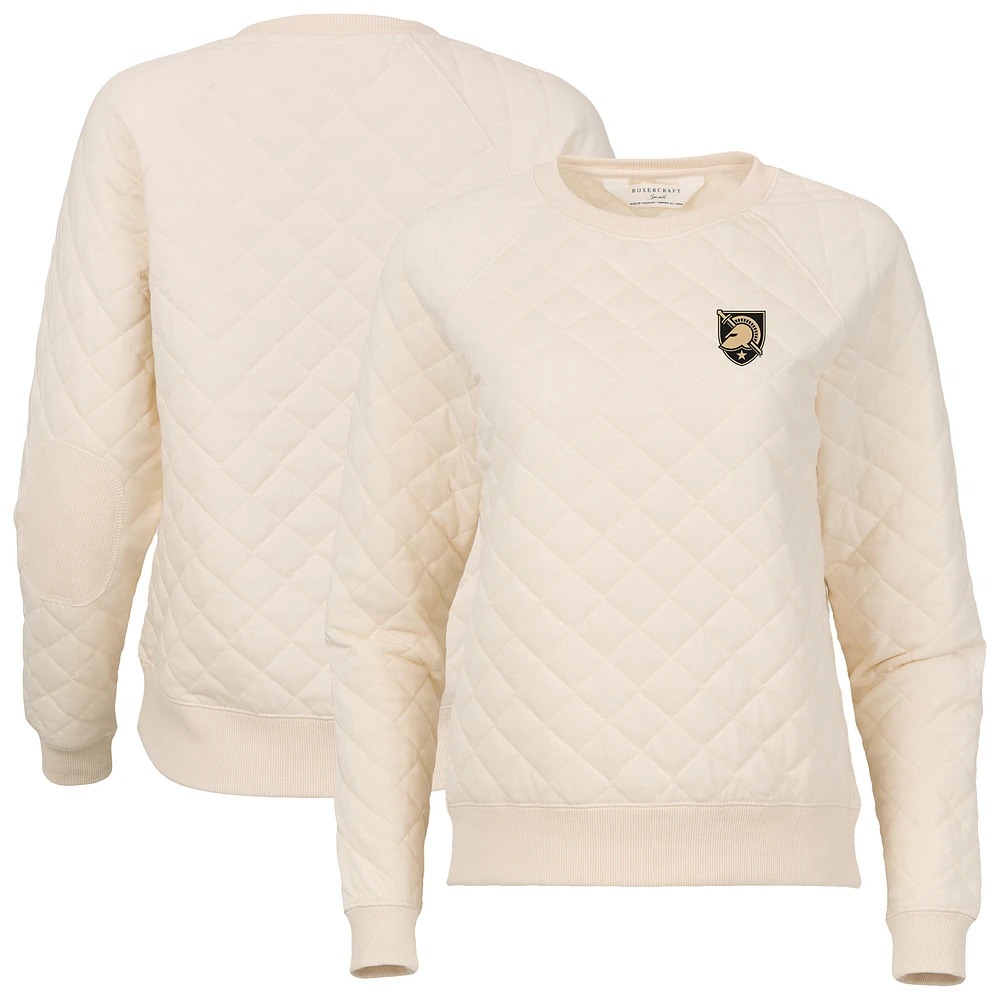 Women's Boxercraft Cream Army Black Knights Quilted Pullover Sweatshirt