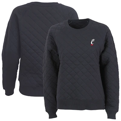 Women's Boxercraft Black Cincinnati Bearcats Quilted Pullover Sweatshirt