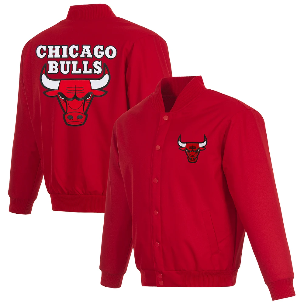 Men's JH Design Red Chicago Bulls Poly-Twill Full-Snap Jacket