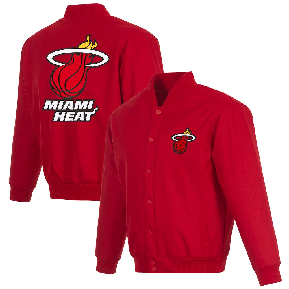 Men's JH Design Red Miami Heat Poly-Twill Full-Snap Jacket