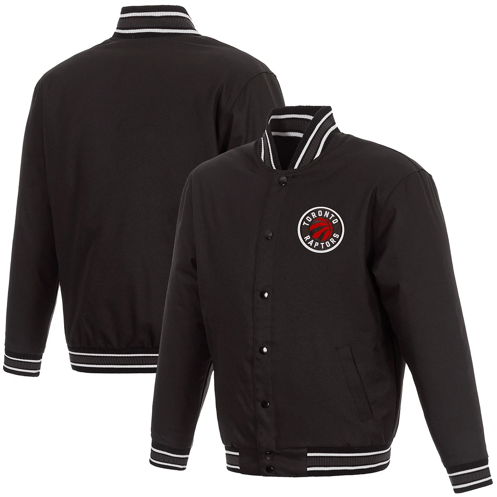 Men's JH Design Black Toronto Raptors Poly-Twill Full-Snap Jacket