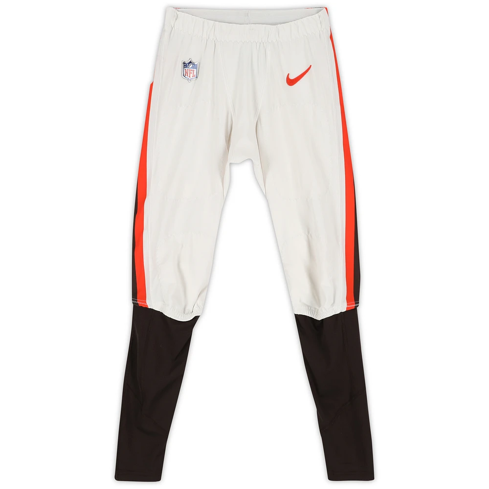 Elijah Moore Cleveland Browns Player-Issued White/Brown Nike Pants from the 2023-24 NFL Season