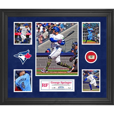 George Springer Toronto Blue Jays Framed 5-Photo Collage with a Piece of Game-Used Ball