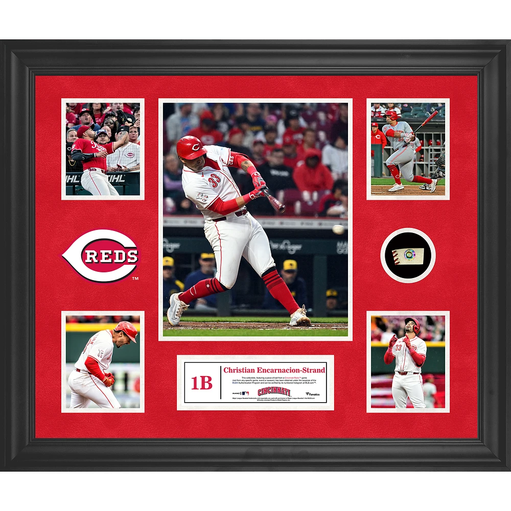 Christian Encarnacion-Strand Cincinnati Reds Framed 5-Photo Collage with a Piece of Game-Used Ball