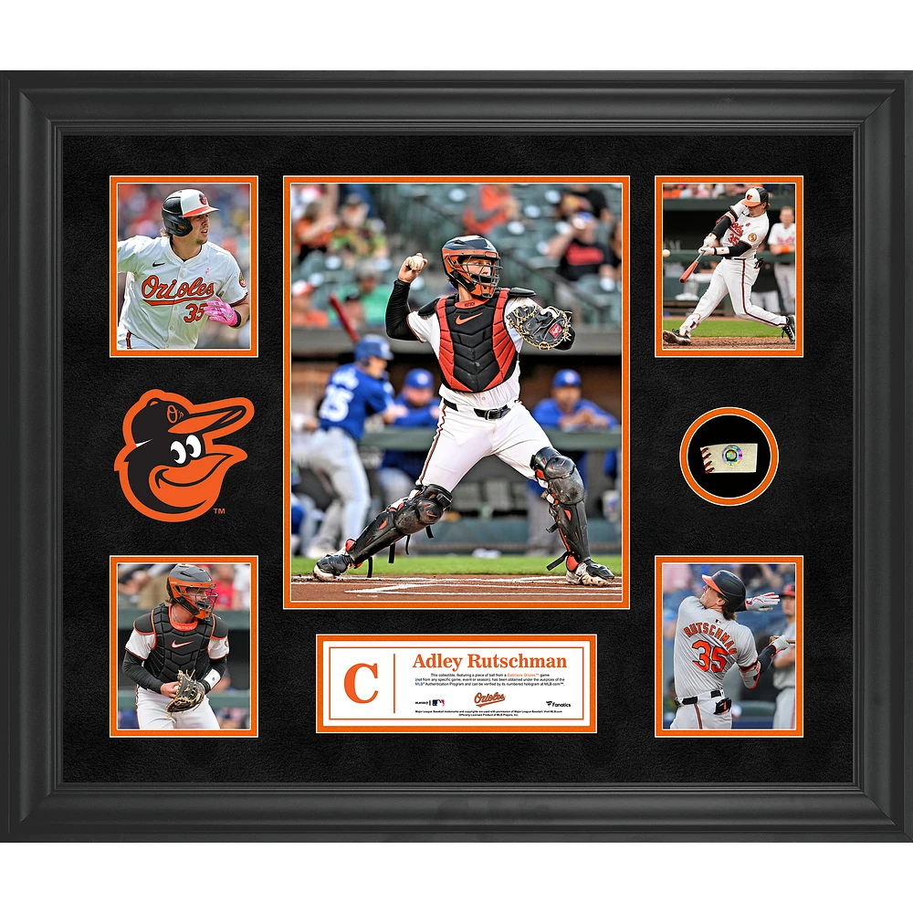 Adley Rutschman Baltimore Orioles Framed 5-Photo Collage with a Piece of Game-Used Ball