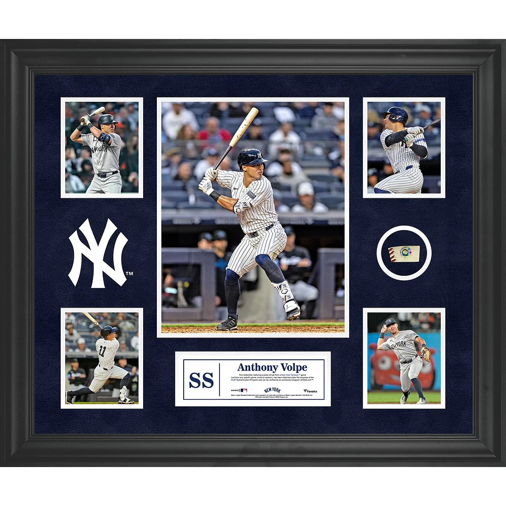 Anthony Volpe New York Yankees Framed 5-Photo Collage with a Piece of Game-Used Ball