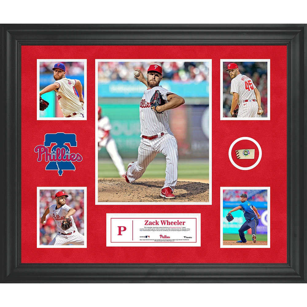 Zack Wheeler Philadelphia Phillies Framed 5-Photo Collage with a Piece of Game-Used Ball