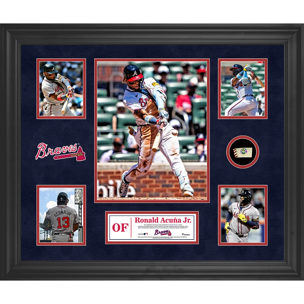 Ronald Acuna Jr. Atlanta Braves Framed 5-Photo Collage with a Piece of Game-Used Ball