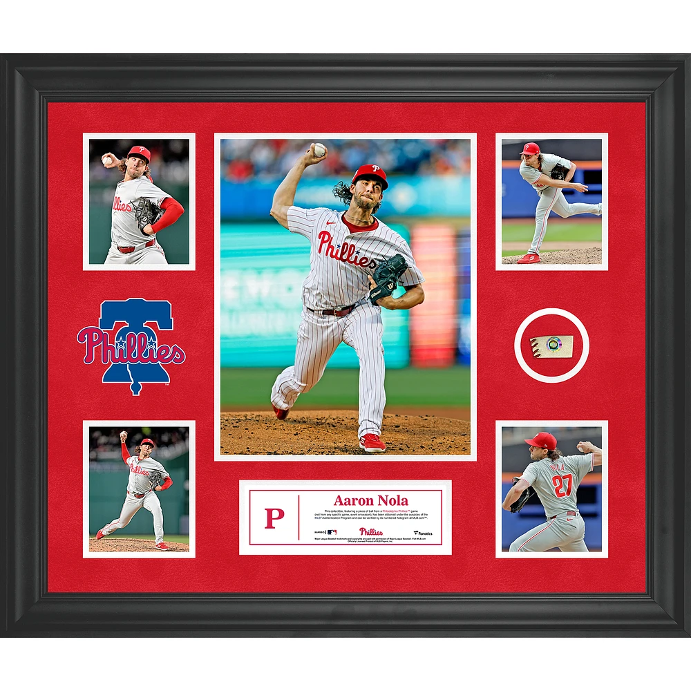 Aaron Nola Philadelphia Phillies Framed 5-Photo Collage with a Piece of Game-Used Ball