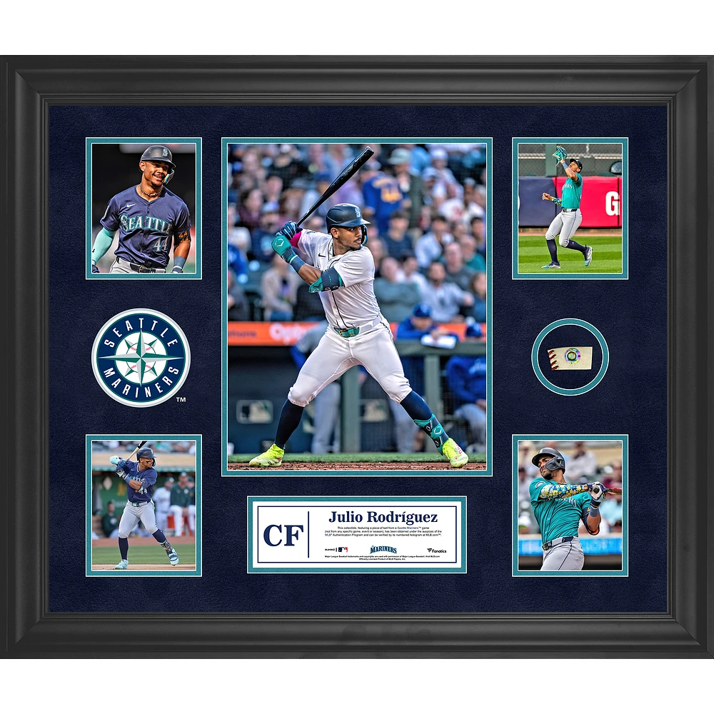 Julio Rodriguez Seattle Mariners Framed 5-Photo Collage with a Piece of Game-Used Ball