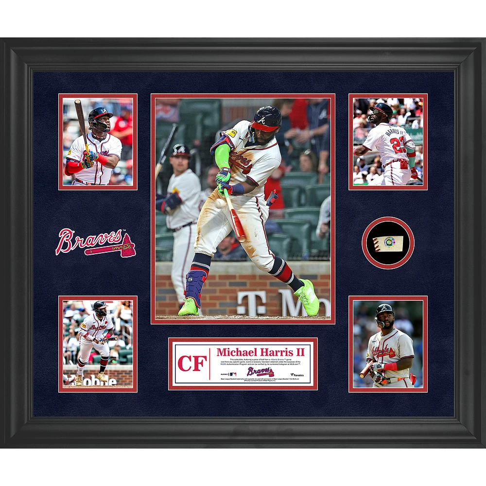 Michael Harris II Atlanta Braves Framed 5-Photo Collage with a Piece of Game-Used Ball