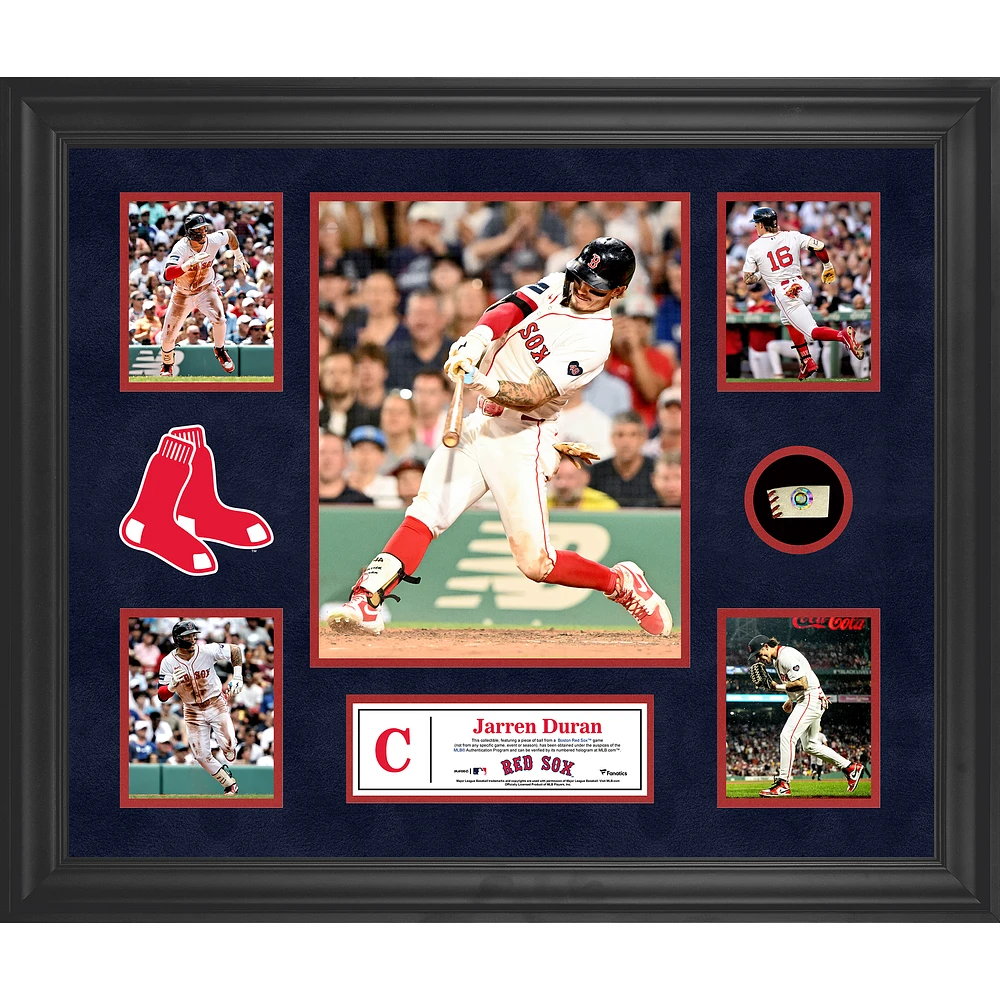 Jarren Duran Boston Red Sox Framed 5-Photo Collage with a Piece of Game-Used Ball