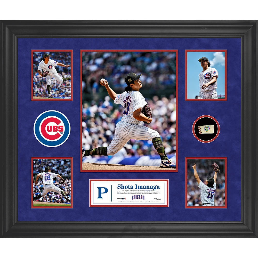 Shōta Imanaga Chicago Cubs Framed 5-Photo Collage with a Piece of Game-Used Ball