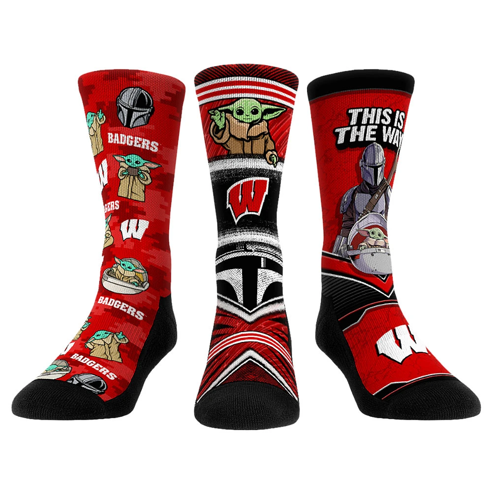 Unisex Rock Em Socks Wisconsin Badgers The Mandalorian 3-Pack Crew