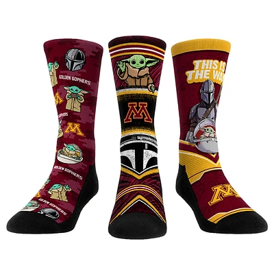 Unisex Rock Em Socks Minnesota Golden Gophers The Mandalorian 3-Pack Crew