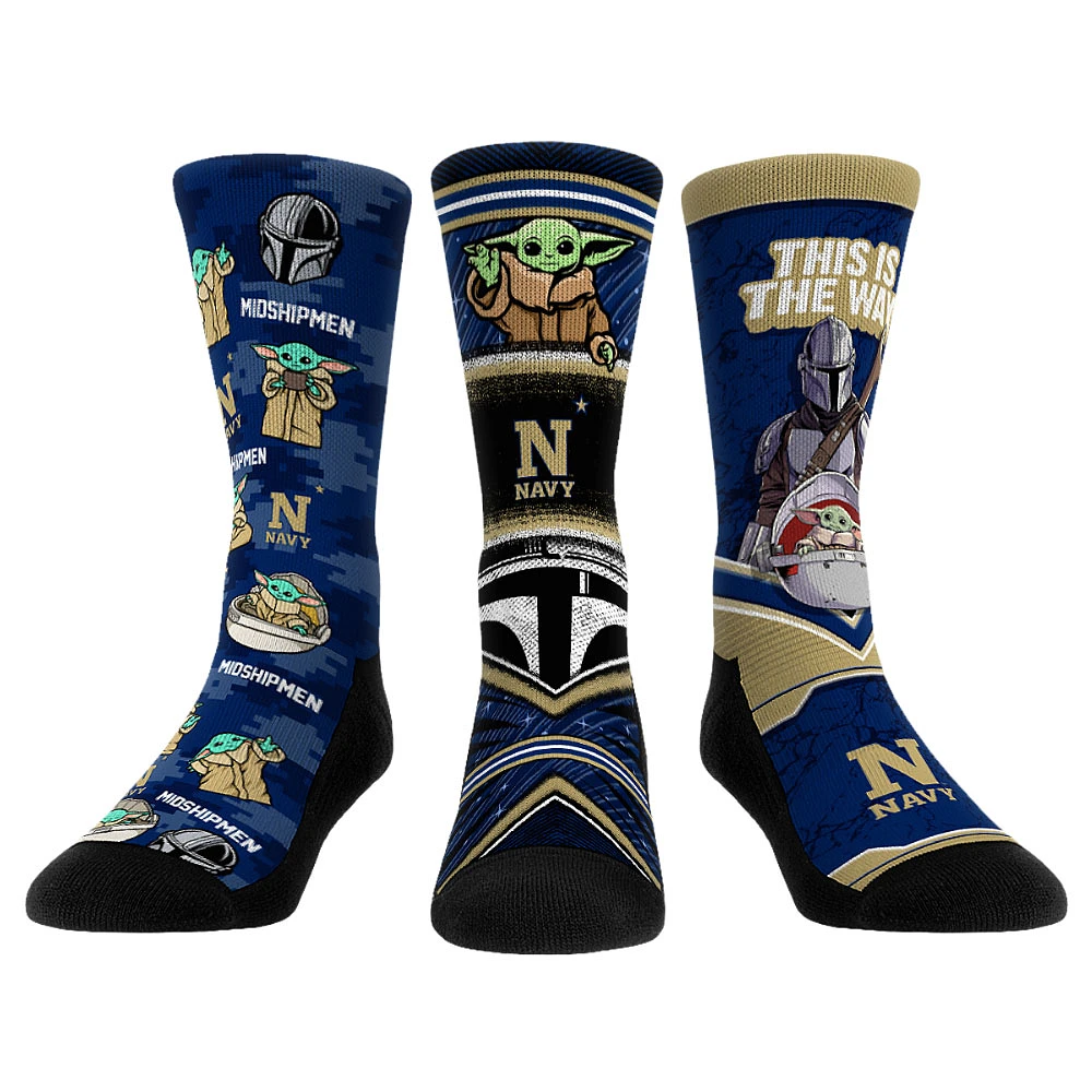 Unisex Rock Em Socks Navy Midshipmen The Mandalorian 3-Pack Crew