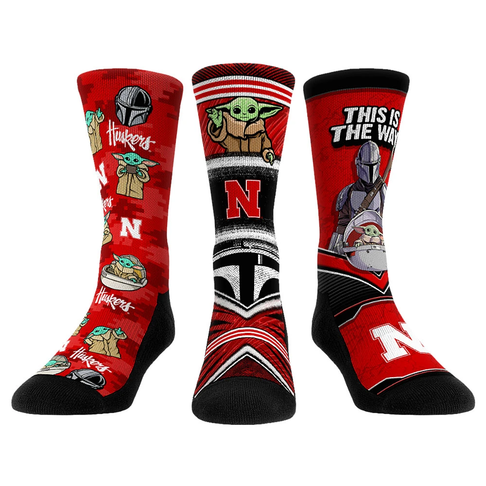 Unisex Rock Em Socks Nebraska Huskers The Mandalorian 3-Pack Crew