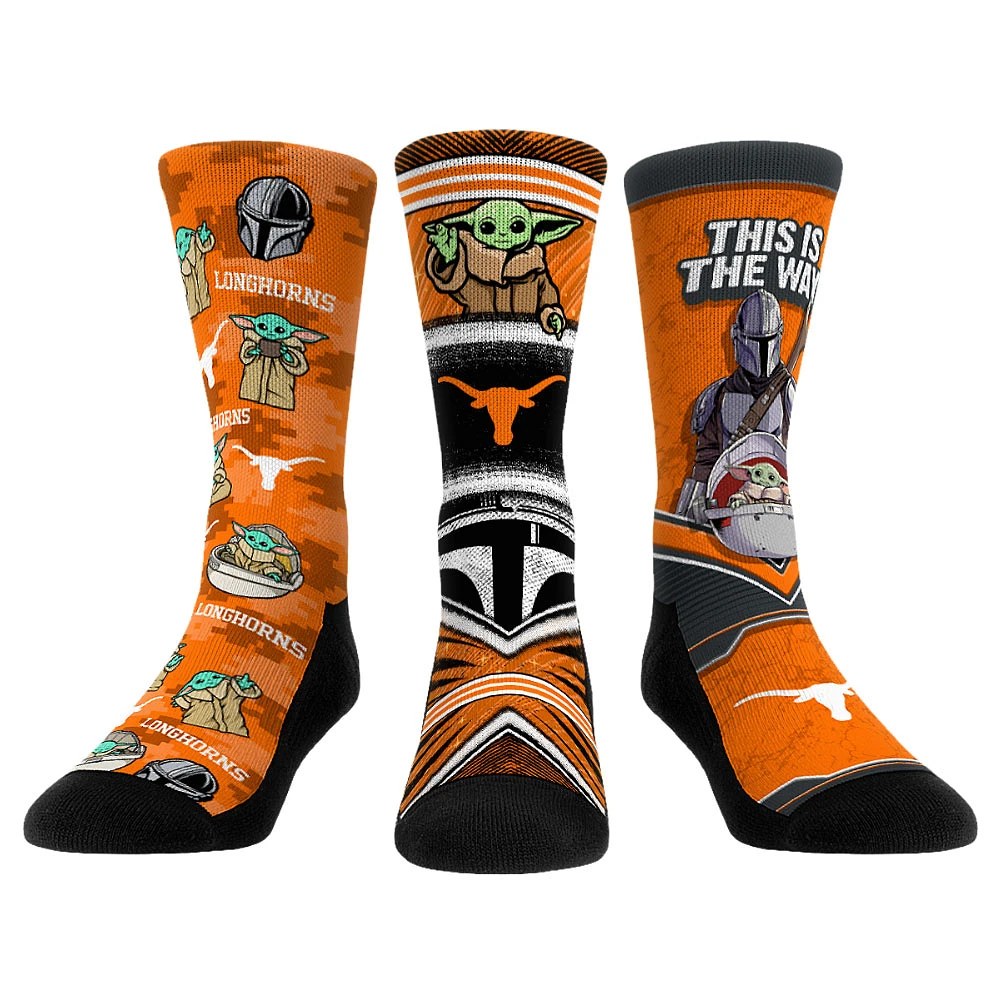 Unisex Rock Em Socks Texas Longhorns The Mandalorian 3-Pack Crew