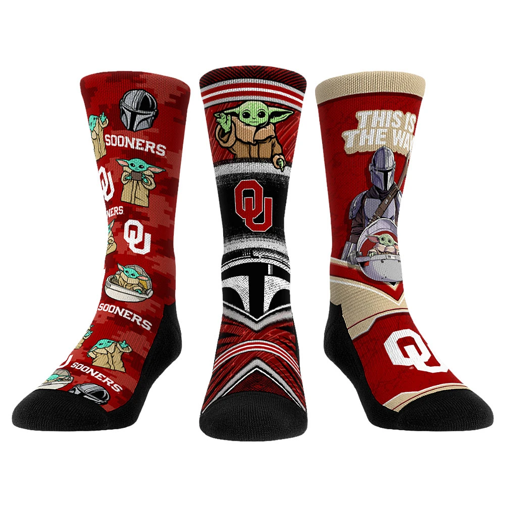 Unisex Rock Em Socks Oklahoma Sooners The Mandalorian 3-Pack Crew