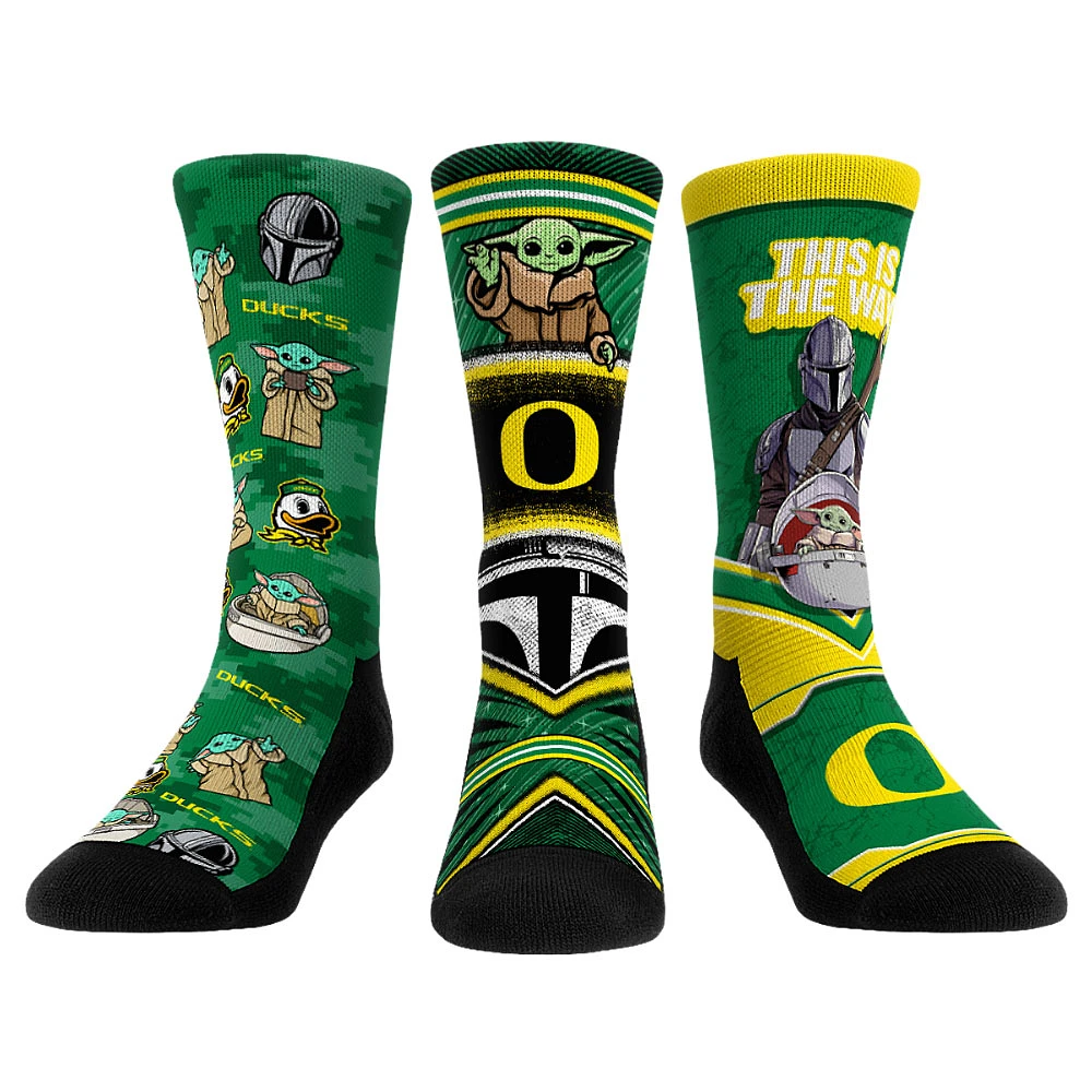 Unisex Rock Em Socks Oregon Ducks The Mandalorian 3-Pack Crew