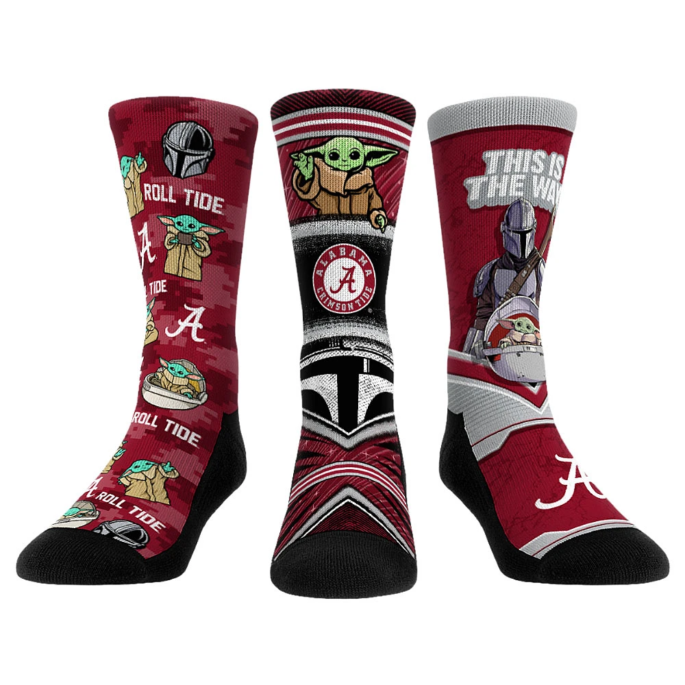 Unisex Rock Em Socks Alabama Crimson Tide The Mandalorian 3-Pack Crew