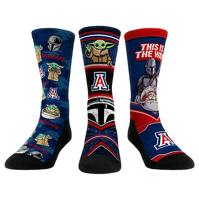 Unisex Rock Em Socks Arizona Wildcats The Mandalorian 3-Pack Crew