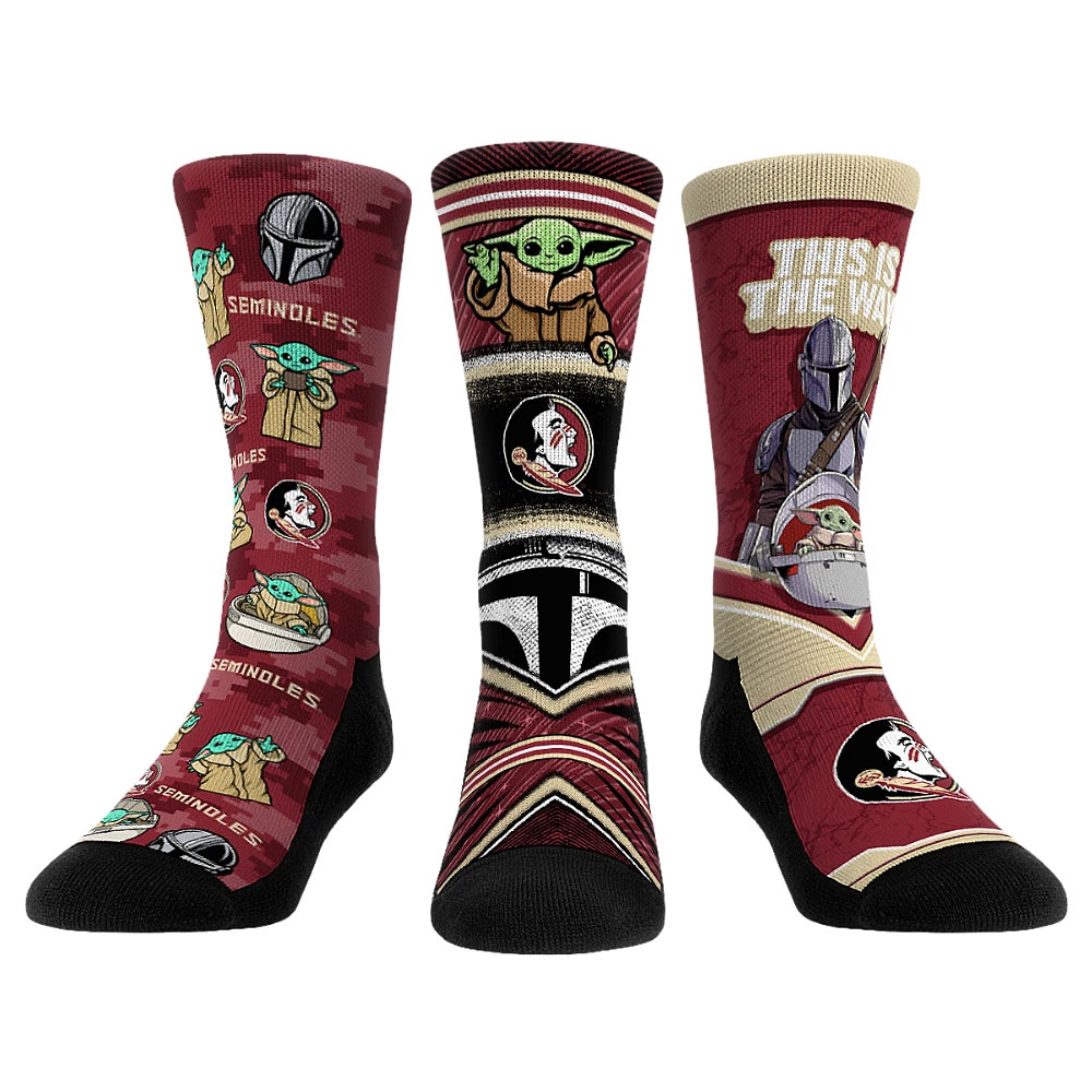 Unisex Rock Em Socks Florida State Seminoles The Mandalorian 3-Pack Crew