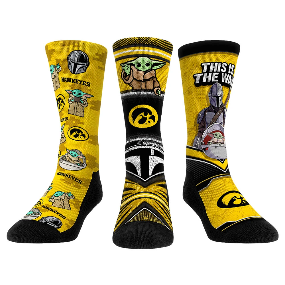 Unisex Rock Em Socks Iowa Hawkeyes The Mandalorian 3-Pack Crew