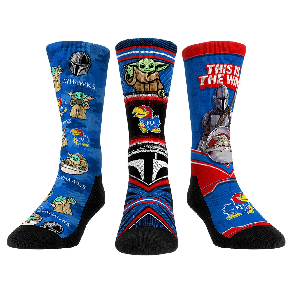 Unisex Rock Em Socks Kansas Jayhawks The Mandalorian 3-Pack Crew