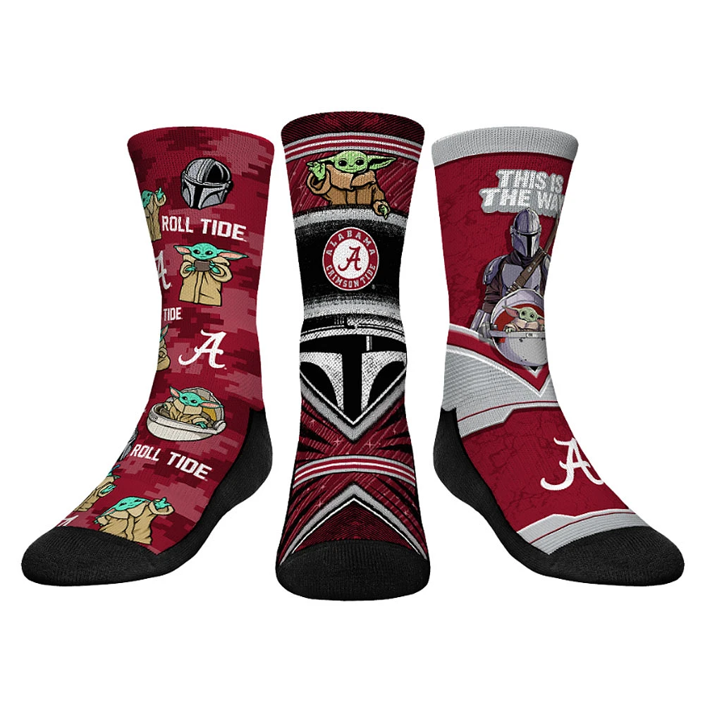 Youth Rock Em Socks Alabama Crimson Tide The Mandalorian 3-Pack Crew