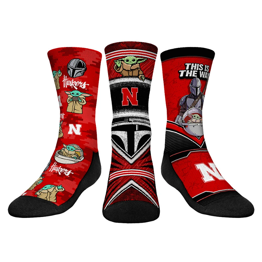 Youth Rock Em Socks Nebraska Huskers The Mandalorian 3-Pack Crew