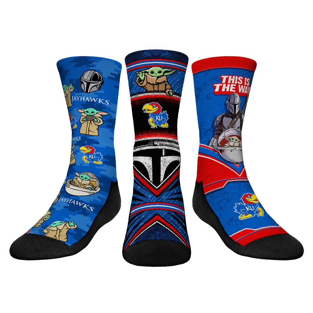 Youth Rock Em Socks Kansas Jayhawks The Mandalorian 3-Pack Crew