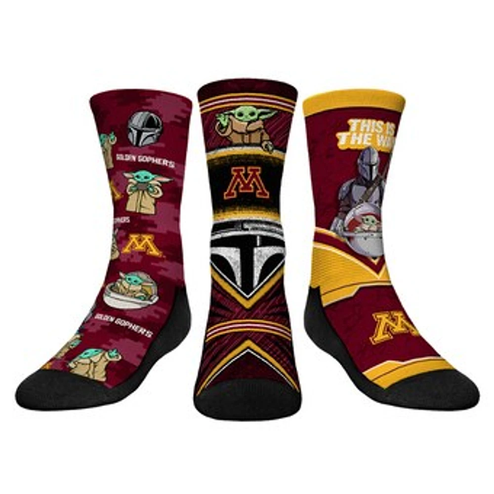 Youth Rock Em Socks Minnesota Golden Gophers The Mandalorian 3-Pack Crew