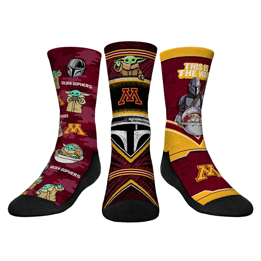 Youth Rock Em Socks Minnesota Golden Gophers The Mandalorian 3-Pack Crew