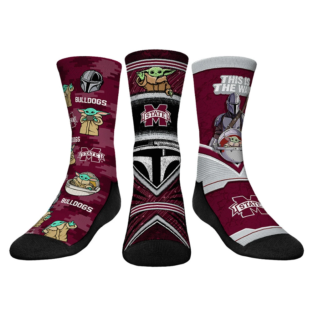 Youth Rock Em Socks Mississippi State Bulldogs The Mandalorian 3-Pack Crew