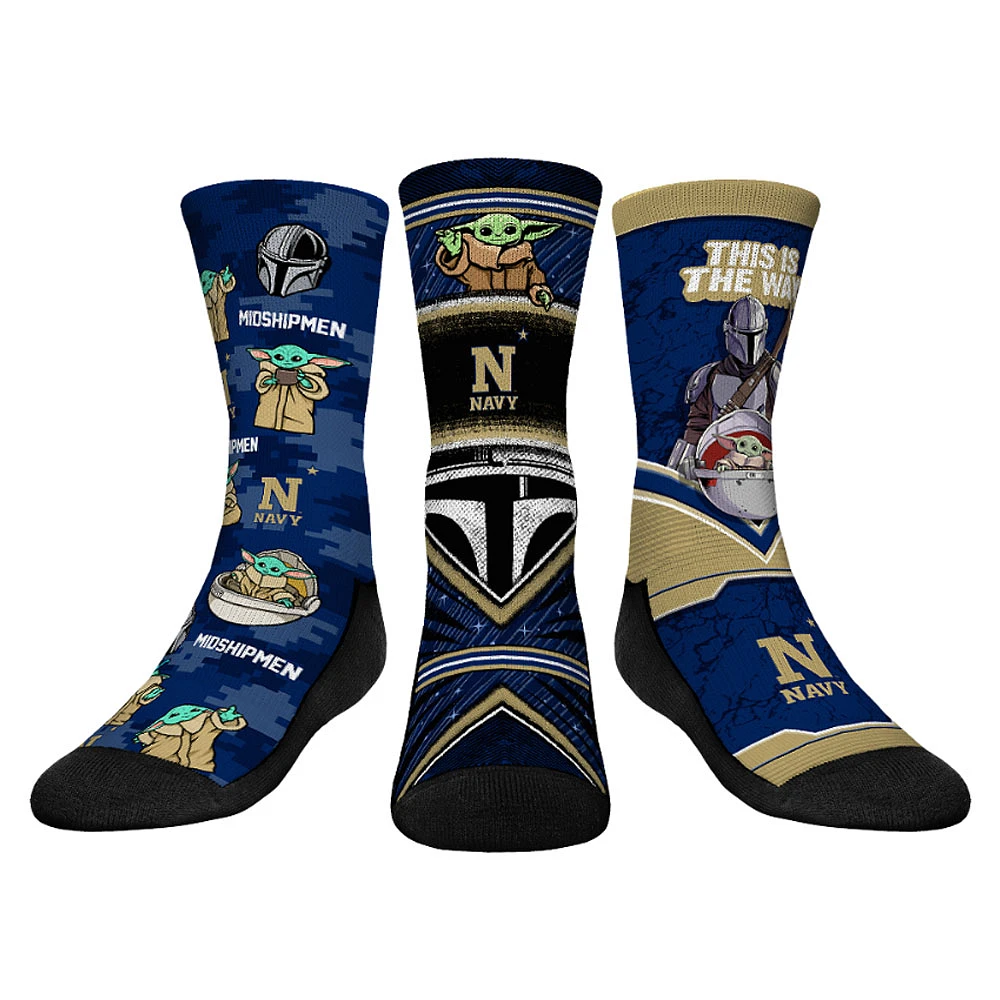 Youth Rock Em Socks Navy Midshipmen The Mandalorian 3-Pack Crew