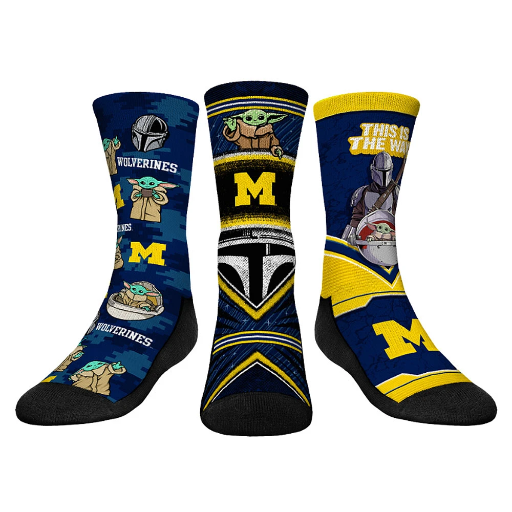 Youth Rock Em Socks Michigan Wolverines The Mandalorian 3-Pack Crew
