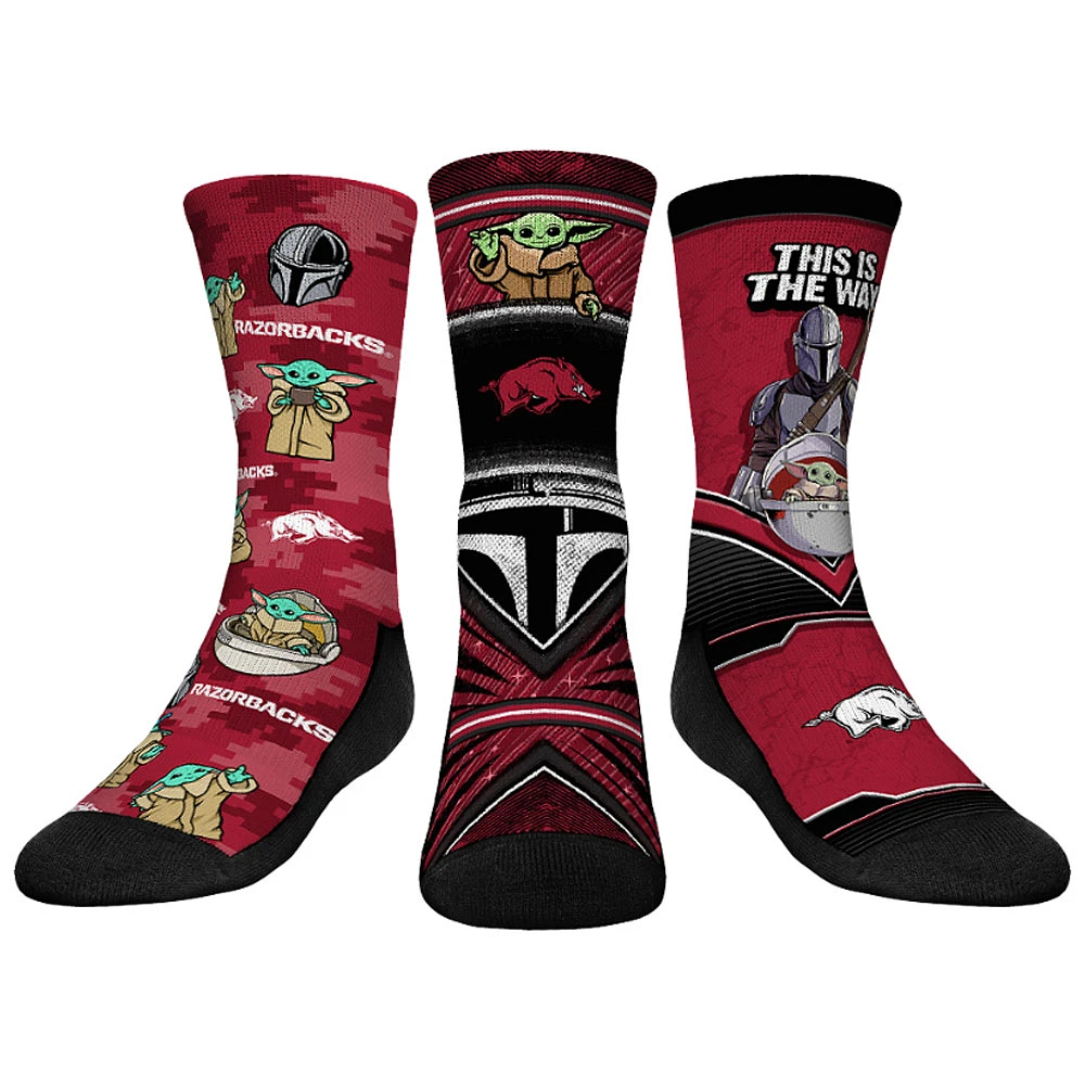 Youth Rock Em Socks Arkansas Razorbacks The Mandalorian 3-Pack Crew