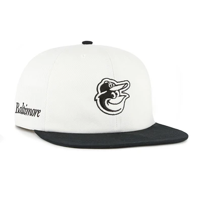 Men's '47 White/Black Baltimore Orioles Foundation Captain Snapback Hat