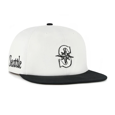 Men's '47 White/Black Seattle Mariners Foundation Captain Snapback Hat