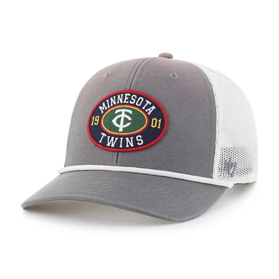 Men's '47 Gray/White Minnesota Twins Tide Sweep Rope Trucker Adjustable Hat