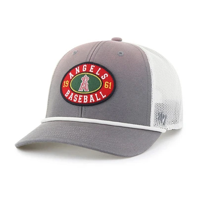 Men's '47 Gray/White Los Angeles Angels Tide Sweep Rope Trucker Adjustable Hat