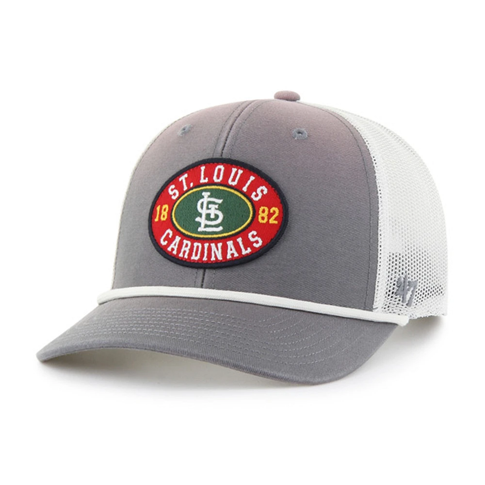 Men's '47 Gray/White St. Louis Cardinals Tide Sweep Rope Trucker Adjustable Hat