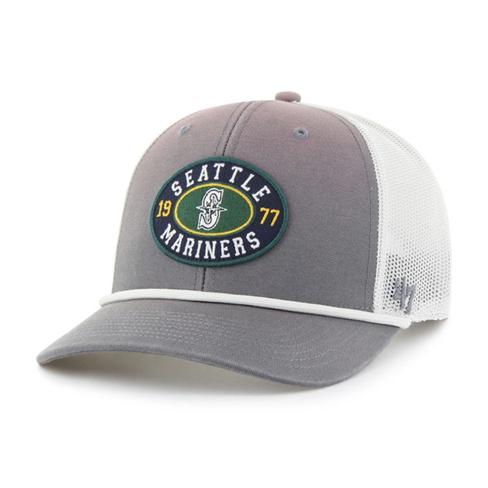Men's '47 Gray/White Seattle Mariners Tide Sweep Rope Trucker Adjustable Hat
