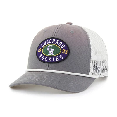 Men's '47 Gray/White Colorado Rockies Tide Sweep Rope Trucker Adjustable Hat