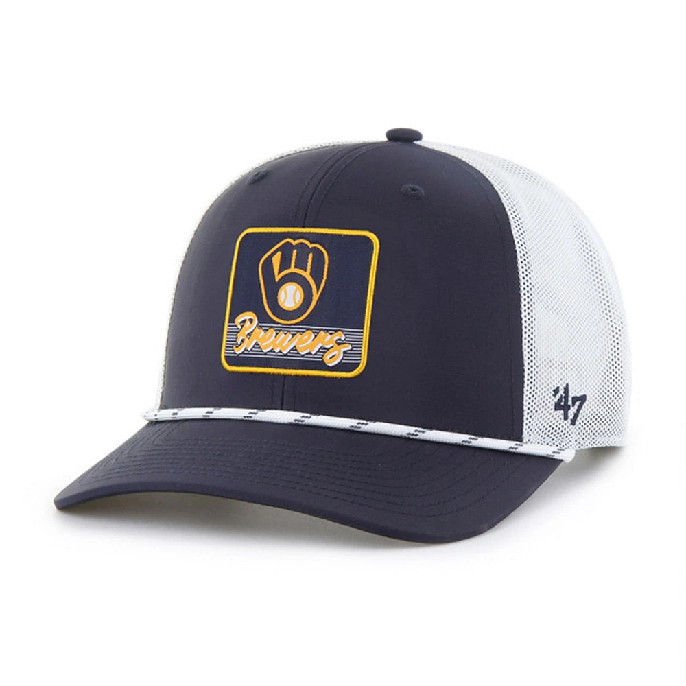Men's '47 Navy/White Milwaukee Brewers Scratch Adjustable Trucker Hat