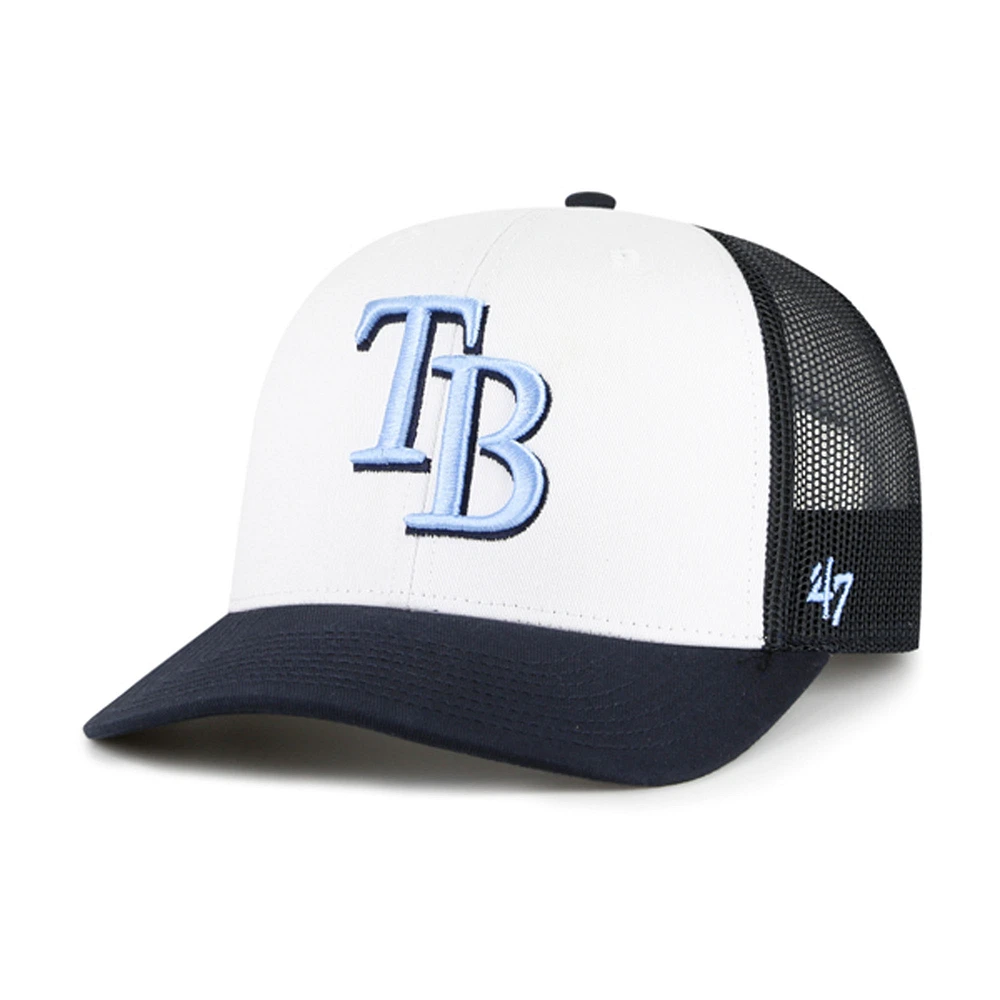 Men's '47 White/Navy Tampa Bay Rays Freshman Trucker Adjustable Hat