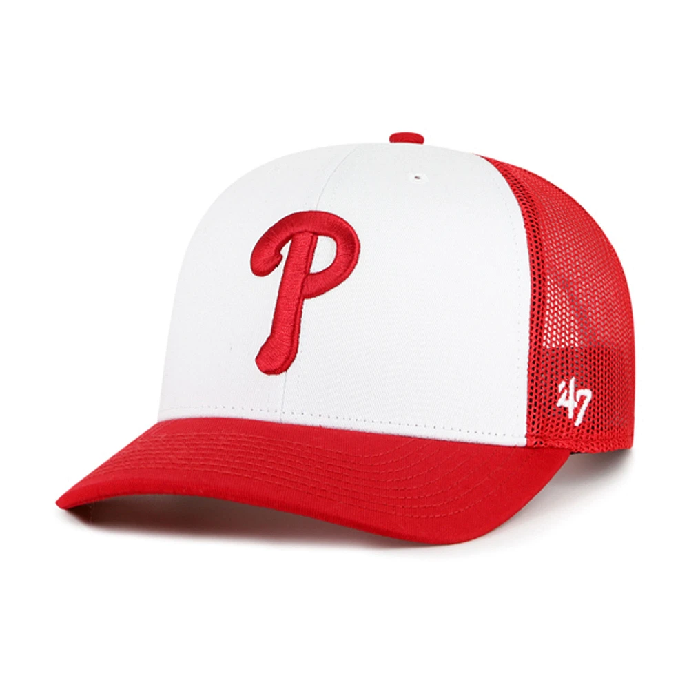 Men's '47 White/Red Philadelphia Phillies Freshman Trucker Adjustable Hat