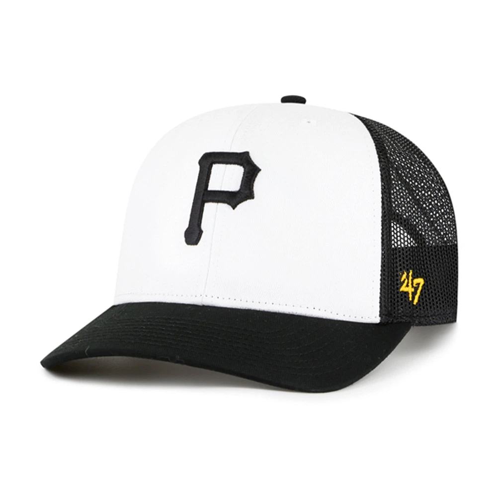 Men's '47 White/Black Pittsburgh Pirates Freshman Trucker Adjustable Hat